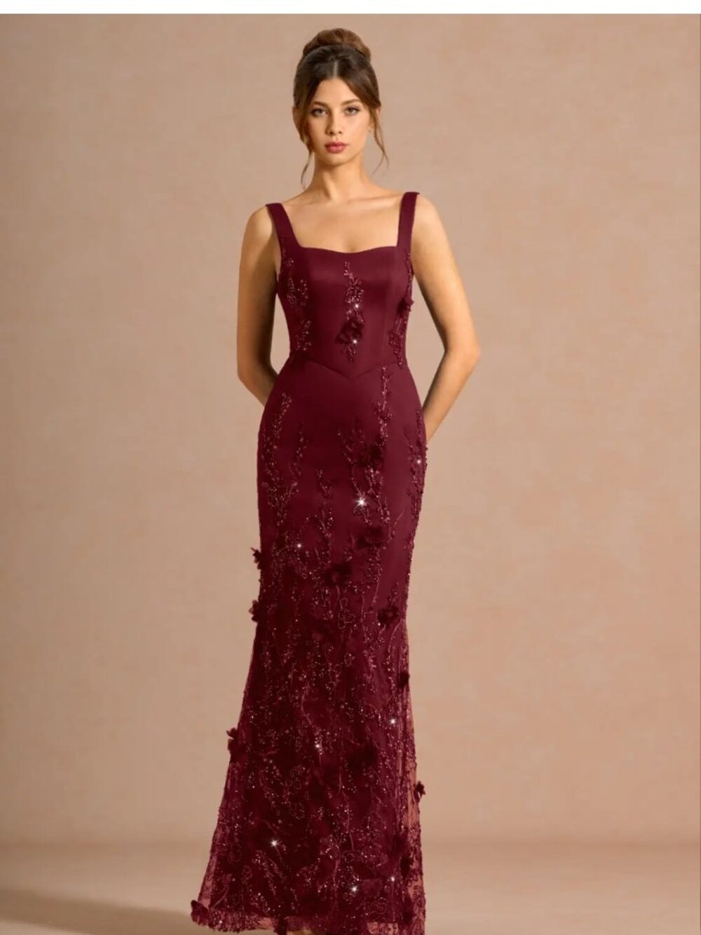 Zarelle Wine Maxi Dress (Azazie)
